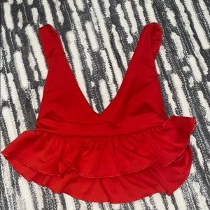 Red peplum crop tank